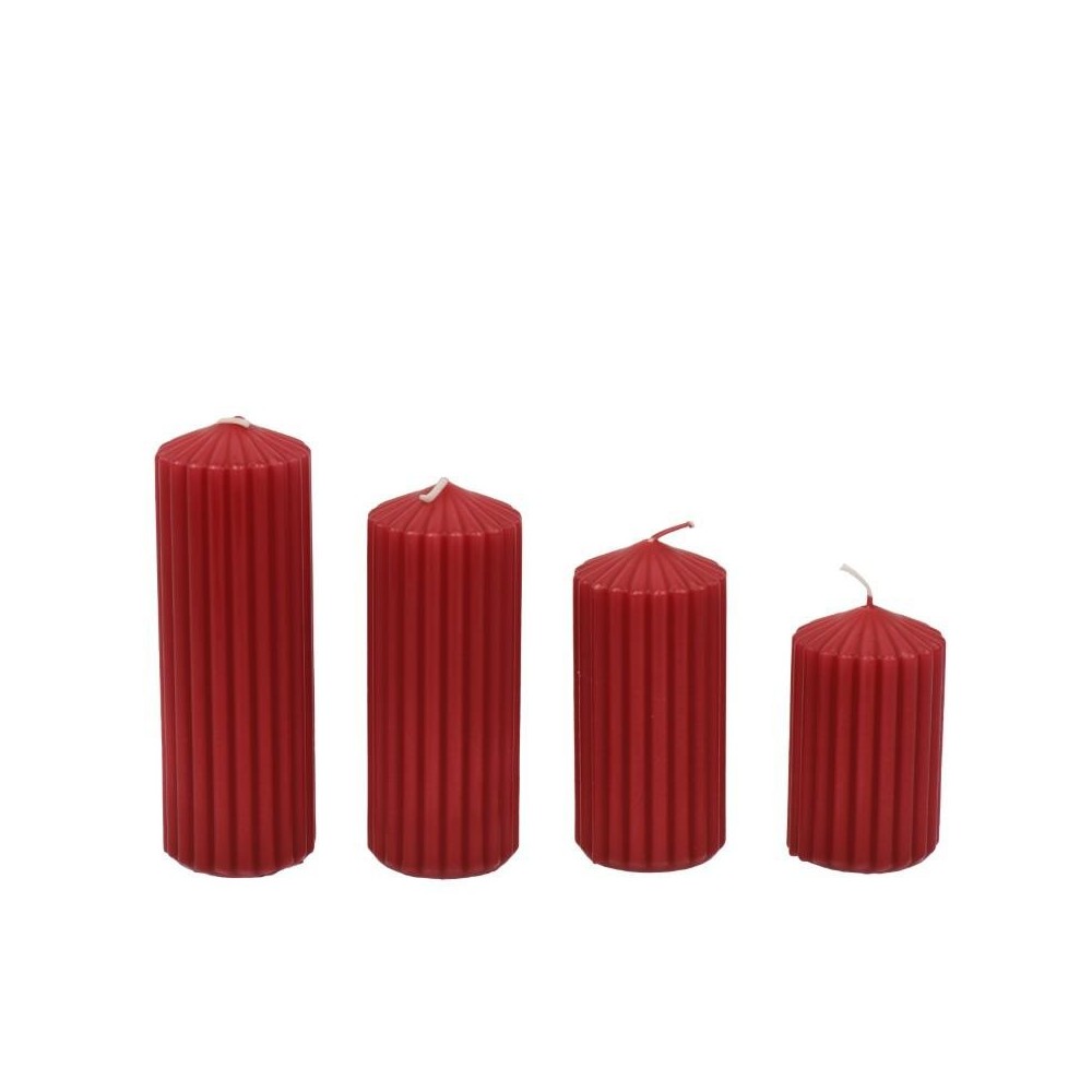 SET 4 CANDELE MOCCOLO RIGATE ROSSO H.14